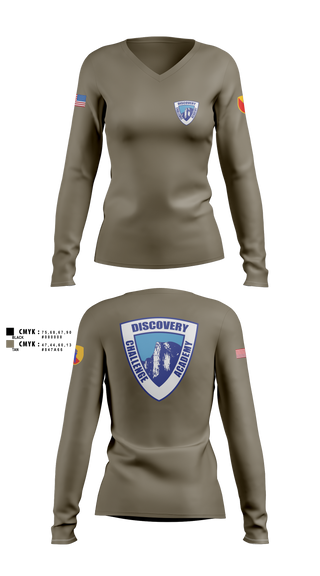 Womens Long Sleeve Vneck Shirt, Discovery ChalleNGe Academy, , Teamtime, Team time, sublimation, custom sports apparel, team uniforms, spirit wear, spiritwear, sports uniforms, custom shirts, team store, custom team store, fundraiser sports, apparel fundraiser
