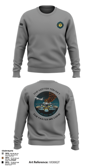 Crew Neck Sweatshirt, ISA Air base Fire Dept., Fire Department, Teamtime, Team time, sublimation, custom sports apparel, team uniforms, spirit wear, spiritwear, sports uniforms, custom shirts, team store, custom team store, fundraiser sports, apparel fundraiser