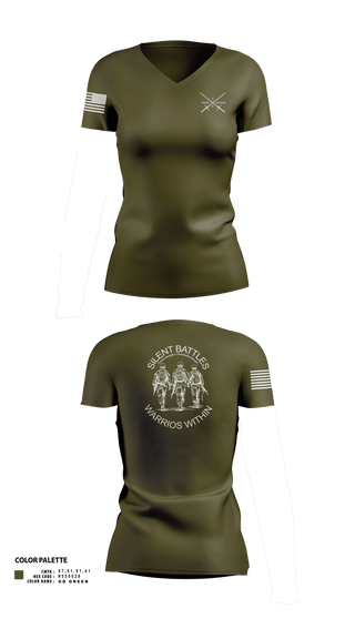 Womens Short Sleeve Vneck Shirt, Silent Battles, , Teamtime, Team time, sublimation, custom sports apparel, team uniforms, spirit wear, spiritwear, sports uniforms, custom shirts, team store, custom team store, fundraiser sports, apparel fundraiser
