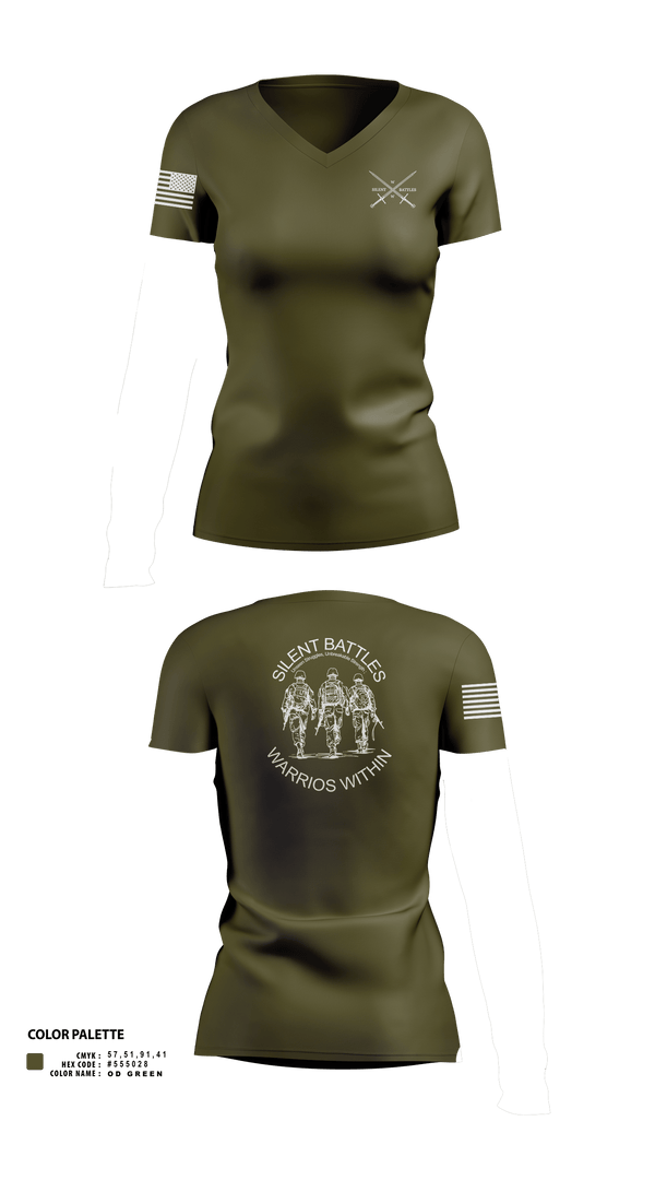 Womens Short Sleeve Vneck Shirt, Silent Battles, , Teamtime, Team time, sublimation, custom sports apparel, team uniforms, spirit wear, spiritwear, sports uniforms, custom shirts, team store, custom team store, fundraiser sports, apparel fundraiser