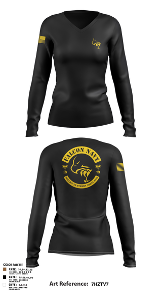 Womens Long Sleeve Vneck Shirt, Falcon Navy, , Teamtime, Team time, sublimation, custom sports apparel, team uniforms, spirit wear, spiritwear, sports uniforms, custom shirts, team store, custom team store, fundraiser sports, apparel fundraiser