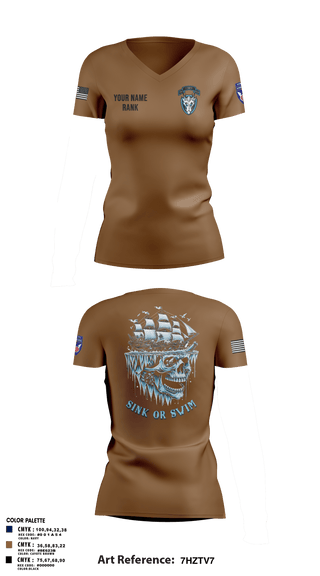 Womens Short Sleeve Vneck Shirt, HQ, 95th CM CO, Army, Teamtime, Team time, sublimation, custom sports apparel, team uniforms, spirit wear, spiritwear, sports uniforms, custom shirts, team store, custom team store, fundraiser sports, apparel fundraiser