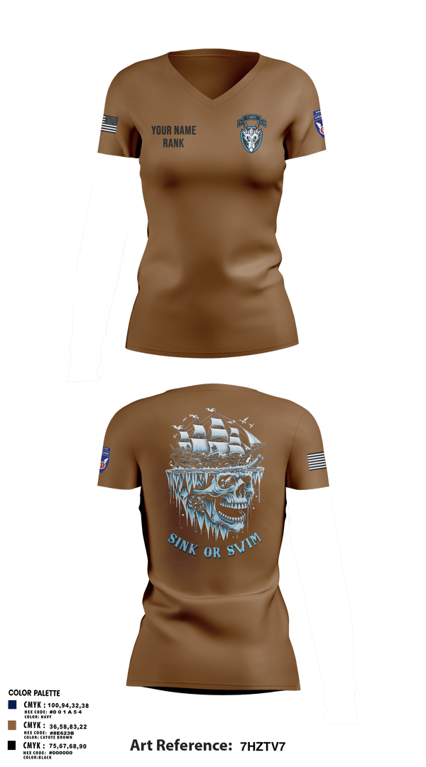 Womens Short Sleeve Vneck Shirt, HQ, 95th CM CO, Army, Teamtime, Team time, sublimation, custom sports apparel, team uniforms, spirit wear, spiritwear, sports uniforms, custom shirts, team store, custom team store, fundraiser sports, apparel fundraiser