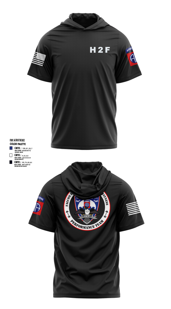 Short Sleeve Performance Shirt with hood, 2BCT H2F, Army, Teamtime, Team time, sublimation, custom sports apparel, team uniforms, spirit wear, spiritwear, sports uniforms, custom shirts, team store, custom team store, fundraiser sports, apparel fundraiser