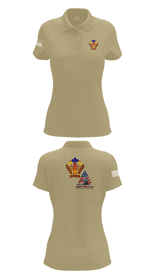 Womens Short Sleeve Performance Polo, USA MEDDAC KAHC, Army, Teamtime, Team time, sublimation, custom sports apparel, team uniforms, spirit wear, spiritwear, sports uniforms, custom shirts, team store, custom team store, fundraiser sports, apparel fundraiser