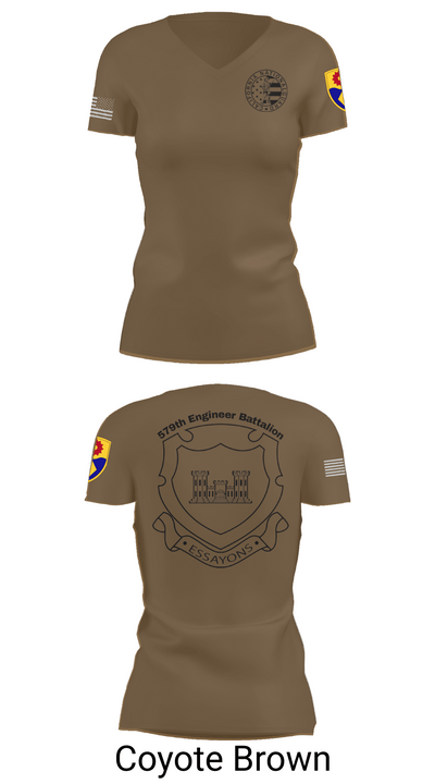 132d MRBC, 579th EN BN, 49th MP DIV 50518216 Women's Short Sleeve V-neck Shirt - 8