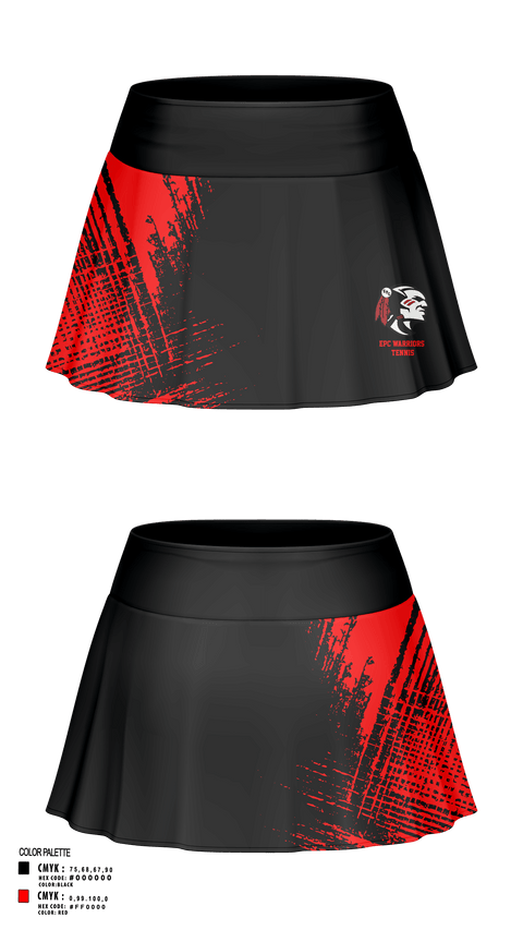 Skort, EPC Warriors Tennis, Tennis, Teamtime, Team time, sublimation, custom sports apparel, team uniforms, spirit wear, spiritwear, sports uniforms, custom shirts, team store, custom team store, fundraiser sports, apparel fundraiser