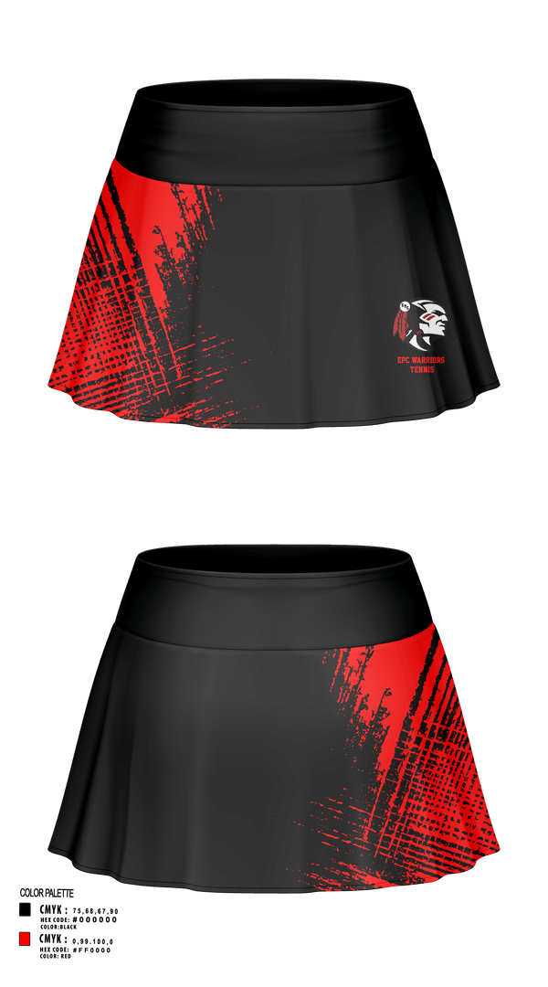 Skort, EPC Warriors Tennis, Tennis, Teamtime, Team time, sublimation, custom sports apparel, team uniforms, spirit wear, spiritwear, sports uniforms, custom shirts, team store, custom team store, fundraiser sports, apparel fundraiser