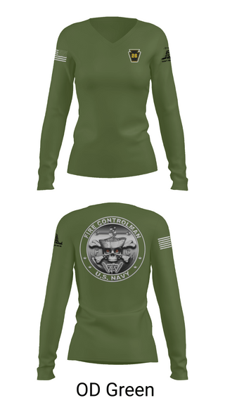 Womens Long Sleeve Vneck Shirt, Fire Controlman, Navy, Teamtime, Team time, sublimation, custom sports apparel, team uniforms, spirit wear, spiritwear, sports uniforms, custom shirts, team store, custom team store, fundraiser sports, apparel fundraiser