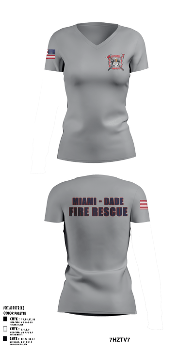 Miami Dade Firehouse Shirts 53092745 Women's Short Sleeve V-neck Shirt - 1