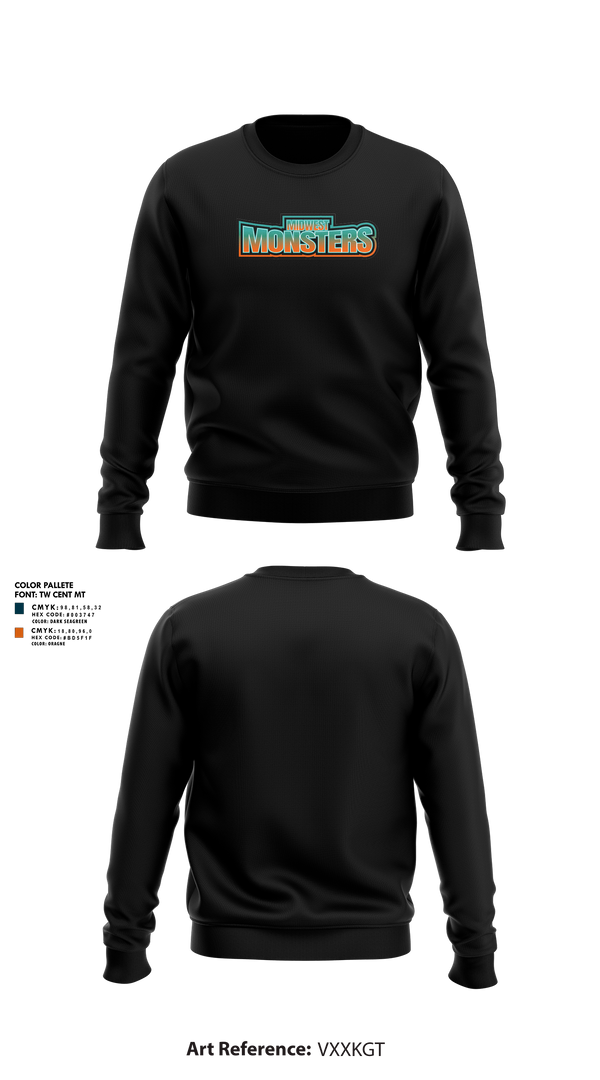 Crew Neck Sweatshirt, Midwest Monsters, Men's Basketball, Teamtime, Team time, sublimation, custom sports apparel, team uniforms, spirit wear, spiritwear, sports uniforms, custom shirts, team store, custom team store, fundraiser sports, apparel fundraiser