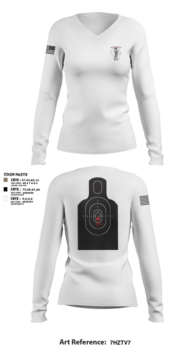 WIARNG Marksmanship 12854544 Women's Long Sleeve V-neck Shirt - 112