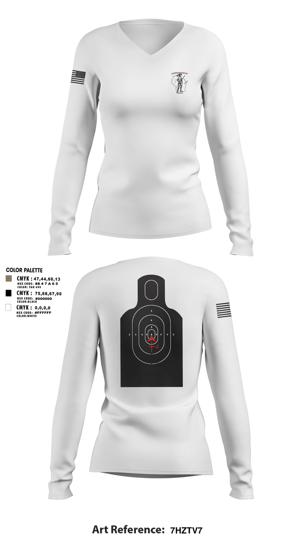 Womens Long Sleeve Vneck Shirt, WIARNG Marksmanship, , Teamtime, Team time, sublimation, custom sports apparel, team uniforms, spirit wear, spiritwear, sports uniforms, custom shirts, team store, custom team store, fundraiser sports, apparel fundraiser