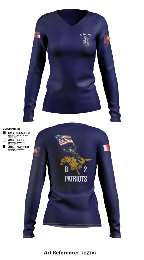 Womens Long Sleeve Vneck Shirt, B2 Patriots sports, Army, Teamtime, Team time, sublimation, custom sports apparel, team uniforms, spirit wear, spiritwear, sports uniforms, custom shirts, team store, custom team store, fundraiser sports, apparel fundraiser