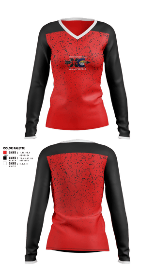 Womens Long Sleeve Vneck Shirt, Forreston High School Track and Field, Track & Field, Teamtime, Team time, sublimation, custom sports apparel, team uniforms, spirit wear, spiritwear, sports uniforms, custom shirts, team store, custom team store, fundraiser sports, apparel fundraiser