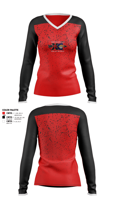 Forreston High School Track and Field 13556673 Women's Long Sleeve V-neck Shirt - 1