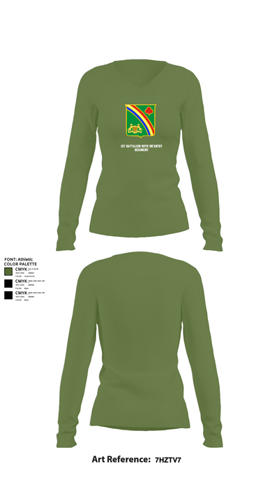 1st Battalion 69th Infantry Regiment 40459574 Women's Long Sleeve V-neck Shirt - 42