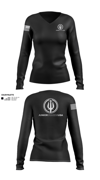 Womens Long Sleeve Vneck Shirt, Junior Guards USA, Swimming, Teamtime, Team time, sublimation, custom sports apparel, team uniforms, spirit wear, spiritwear, sports uniforms, custom shirts, team store, custom team store, fundraiser sports, apparel fundraiser
