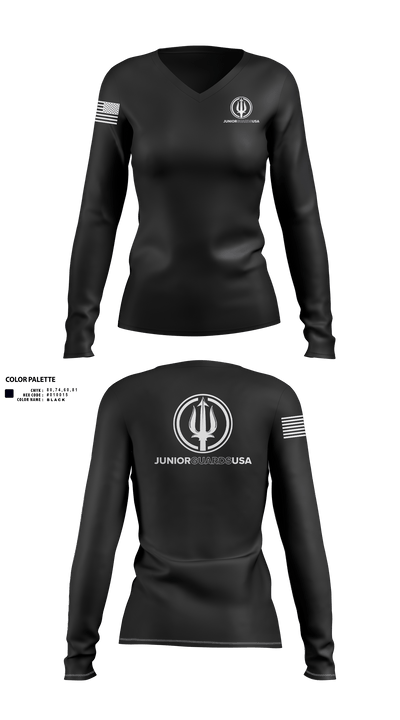 Junior Guards USA 66841563 Women's Long Sleeve V-neck Shirt - 601