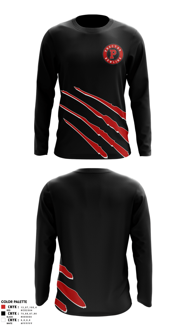 Long Sleeve Performance Shirt, Proctor Raiders, Bowling, Teamtime, Team time, sublimation, custom sports apparel, team uniforms, spirit wear, spiritwear, sports uniforms, custom shirts, team store, custom team store, fundraiser sports, apparel fundraiser