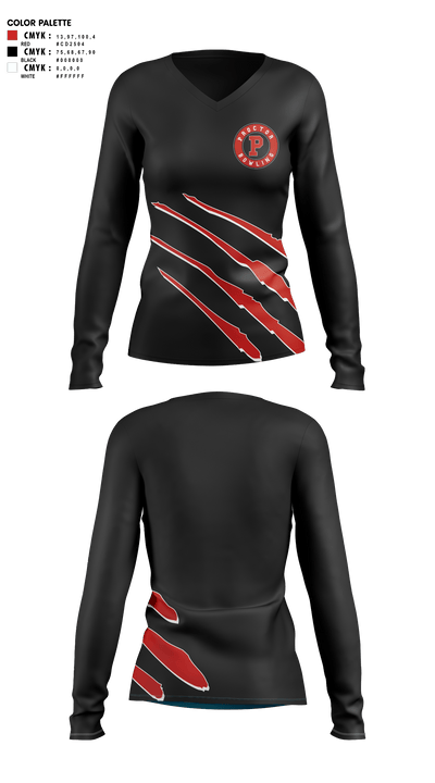 Proctor Raiders 743138 Women's Long Sleeve V-neck Shirt - 1