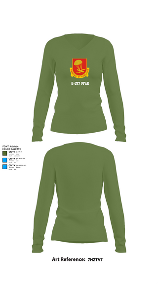 Womens Long Sleeve Vneck Shirt, 2-377 PFAR, Army, Teamtime, Team time, sublimation, custom sports apparel, team uniforms, spirit wear, spiritwear, sports uniforms, custom shirts, team store, custom team store, fundraiser sports, apparel fundraiser
