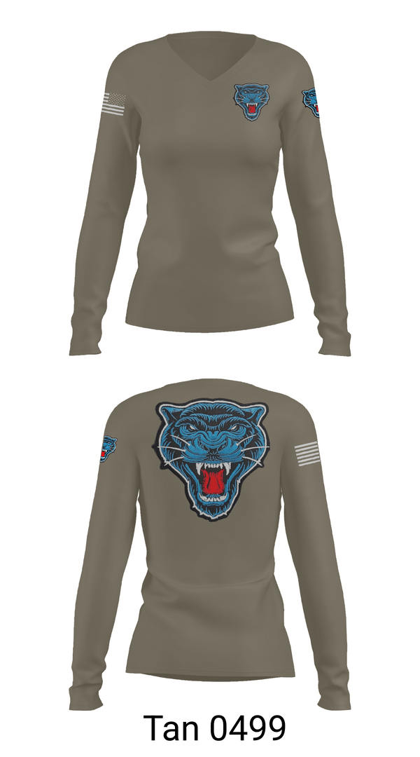Womens Long Sleeve Vneck Shirt, Blue Panthers, , Teamtime, Team time, sublimation, custom sports apparel, team uniforms, spirit wear, spiritwear, sports uniforms, custom shirts, team store, custom team store, fundraiser sports, apparel fundraiser