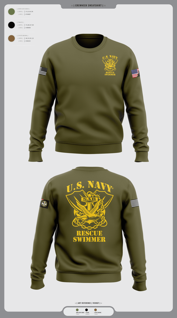Crew Neck Sweatshirt, Aircrew Rescue Swimmer, , Teamtime, Team time, sublimation, custom sports apparel, team uniforms, spirit wear, spiritwear, sports uniforms, custom shirts, team store, custom team store, fundraiser sports, apparel fundraiser