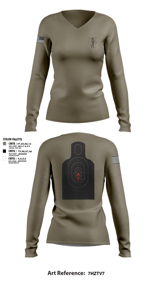 Womens Long Sleeve Vneck Shirt, WIARNG Marksmanship, , Teamtime, Team time, sublimation, custom sports apparel, team uniforms, spirit wear, spiritwear, sports uniforms, custom shirts, team store, custom team store, fundraiser sports, apparel fundraiser