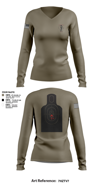 WIARNG Marksmanship 12854544 Women's Long Sleeve V-neck Shirt - 111