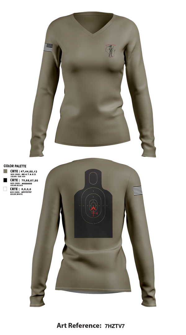 Womens Long Sleeve Vneck Shirt, WIARNG Marksmanship, , Teamtime, Team time, sublimation, custom sports apparel, team uniforms, spirit wear, spiritwear, sports uniforms, custom shirts, team store, custom team store, fundraiser sports, apparel fundraiser