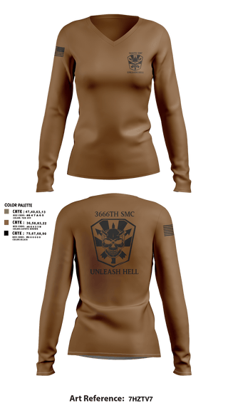 Womens Long Sleeve Vneck Shirt, 3666 Support Maintenance Company, , Teamtime, Team time, sublimation, custom sports apparel, team uniforms, spirit wear, spiritwear, sports uniforms, custom shirts, team store, custom team store, fundraiser sports, apparel fundraiser