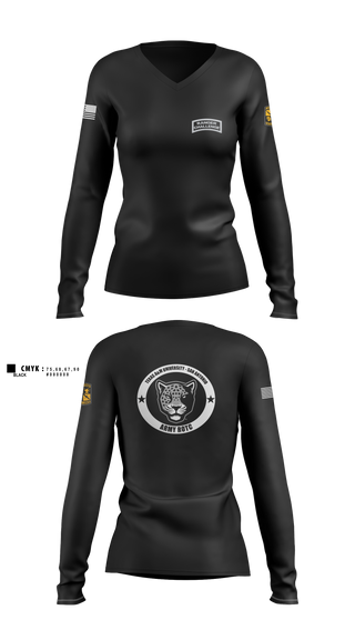 Womens Long Sleeve Vneck Shirt, TAMUSA ROTC, Army, Teamtime, Team time, sublimation, custom sports apparel, team uniforms, spirit wear, spiritwear, sports uniforms, custom shirts, team store, custom team store, fundraiser sports, apparel fundraiser