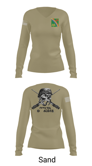 Womens Long Sleeve Vneck Shirt, 1st Battalion 69th Infantry Regiment, Army, Teamtime, Team time, sublimation, custom sports apparel, team uniforms, spirit wear, spiritwear, sports uniforms, custom shirts, team store, custom team store, fundraiser sports, apparel fundraiser