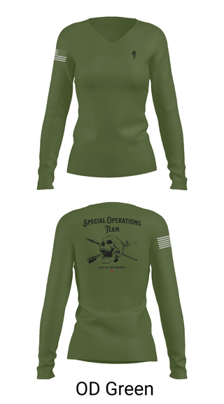 Womens Long Sleeve Vneck Shirt, Special Operations Team, , Teamtime, Team time, sublimation, custom sports apparel, team uniforms, spirit wear, spiritwear, sports uniforms, custom shirts, team store, custom team store, fundraiser sports, apparel fundraiser