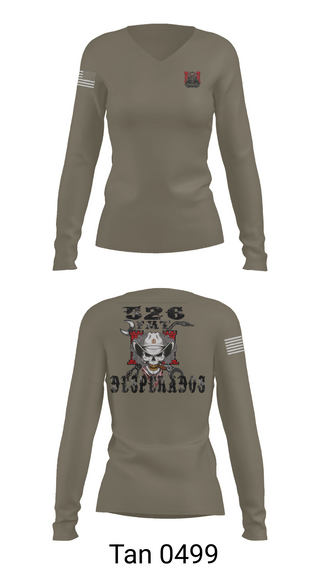 Womens Long Sleeve Vneck Shirt, 526th ECC Desperados FMT, , Teamtime, Team time, sublimation, custom sports apparel, team uniforms, spirit wear, spiritwear, sports uniforms, custom shirts, team store, custom team store, fundraiser sports, apparel fundraiser