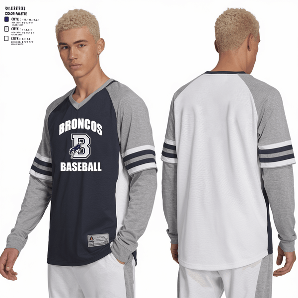 Long Sleeve Performance Shirt, Burrillville High School Broncos Baseball, Baseball, Teamtime, Team time, sublimation, custom sports apparel, team uniforms, spirit wear, spiritwear, sports uniforms, custom shirts, team store, custom team store, fundraiser sports, apparel fundraiser