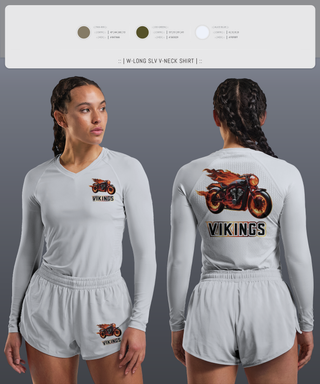 Womens Long Sleeve Vneck Shirt, Vikings, , Teamtime, Team time, sublimation, custom sports apparel, team uniforms, spirit wear, spiritwear, sports uniforms, custom shirts, team store, custom team store, fundraiser sports, apparel fundraiser