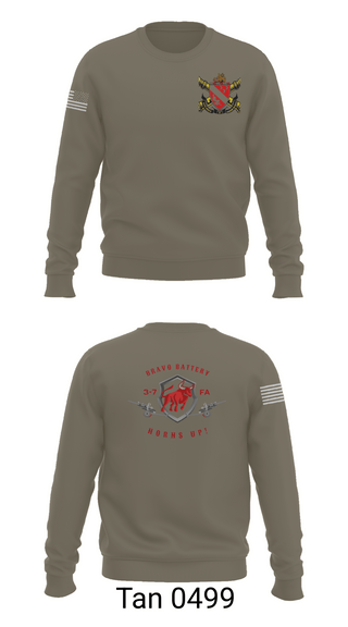 Crew Neck Sweatshirt, Bravo Battery 3-7 FA, Army, Teamtime, Team time, sublimation, custom sports apparel, team uniforms, spirit wear, spiritwear, sports uniforms, custom shirts, team store, custom team store, fundraiser sports, apparel fundraiser