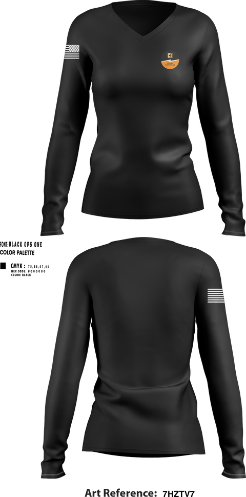 Womens Long Sleeve Vneck Shirt, Balkan Electric, , Teamtime, Team time, sublimation, custom sports apparel, team uniforms, spirit wear, spiritwear, sports uniforms, custom shirts, team store, custom team store, fundraiser sports, apparel fundraiser