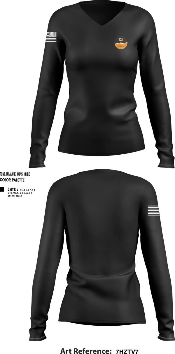 Womens Long Sleeve Vneck Shirt, Balkan Electric, , Teamtime, Team time, sublimation, custom sports apparel, team uniforms, spirit wear, spiritwear, sports uniforms, custom shirts, team store, custom team store, fundraiser sports, apparel fundraiser