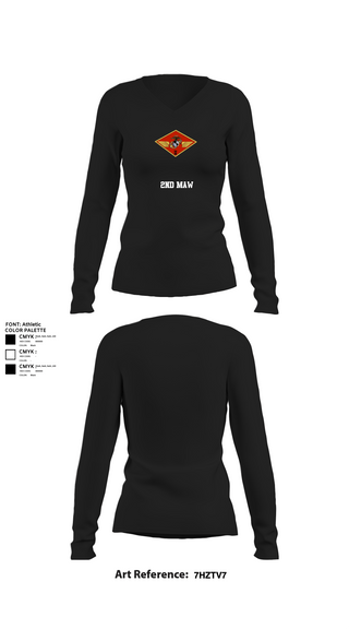 Womens Long Sleeve Vneck Shirt, 2nd MAW, , Teamtime, Team time, sublimation, custom sports apparel, team uniforms, spirit wear, spiritwear, sports uniforms, custom shirts, team store, custom team store, fundraiser sports, apparel fundraiser