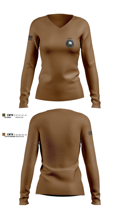 C CO 2-13th AVN REGT 33503079 Women's Long Sleeve V-neck Shirt - 1