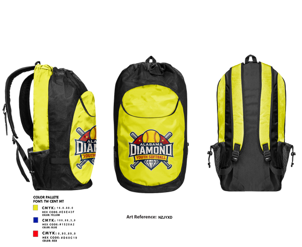 Gear Bag, Alabama Diamond Youth Softball, Softball, Teamtime, Team time, sublimation, custom sports apparel, team uniforms, spirit wear, spiritwear, sports uniforms, custom shirts, team store, custom team store, fundraiser sports, apparel fundraiser