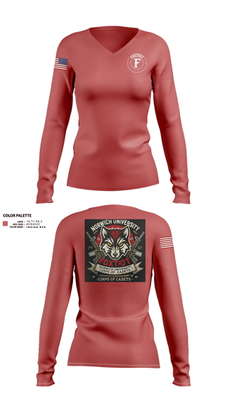 Womens Long Sleeve Vneck Shirt, Foxtrot Company, , Teamtime, Team time, sublimation, custom sports apparel, team uniforms, spirit wear, spiritwear, sports uniforms, custom shirts, team store, custom team store, fundraiser sports, apparel fundraiser