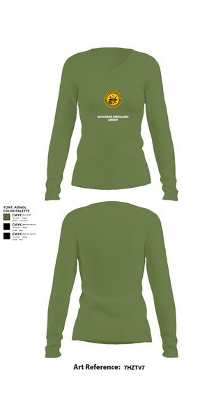 Womens Long Sleeve Vneck Shirt, Battlespace Surveillance Company, , Teamtime, Team time, sublimation, custom sports apparel, team uniforms, spirit wear, spiritwear, sports uniforms, custom shirts, team store, custom team store, fundraiser sports, apparel fundraiser