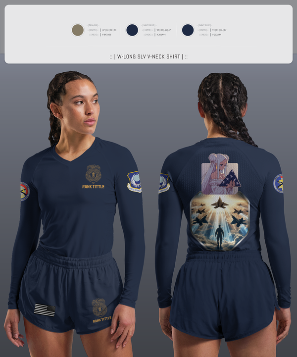 Womens Long Sleeve Vneck Shirt, , Marines, Teamtime, Team time, sublimation, custom sports apparel, team uniforms, spirit wear, spiritwear, sports uniforms, custom shirts, team store, custom team store, fundraiser sports, apparel fundraiser