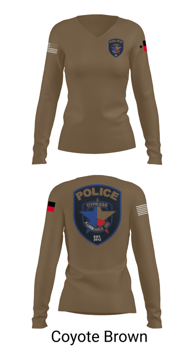 Cypress- Fairbanks ISD Police Department 56419862 Women's Long Sleeve V-neck Shirt - 16