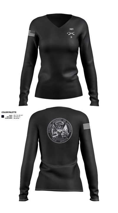 D 4-323 7608316 Women's Long Sleeve V-neck Shirt - 1