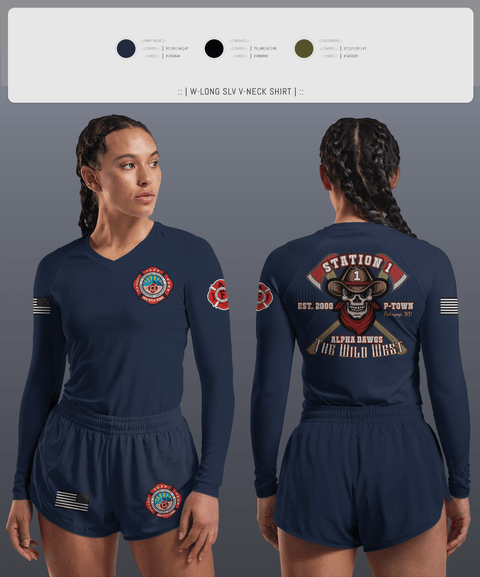 Womens Long Sleeve Vneck Shirt, PVFR, Fire Department, Teamtime, Team time, sublimation, custom sports apparel, team uniforms, spirit wear, spiritwear, sports uniforms, custom shirts, team store, custom team store, fundraiser sports, apparel fundraiser